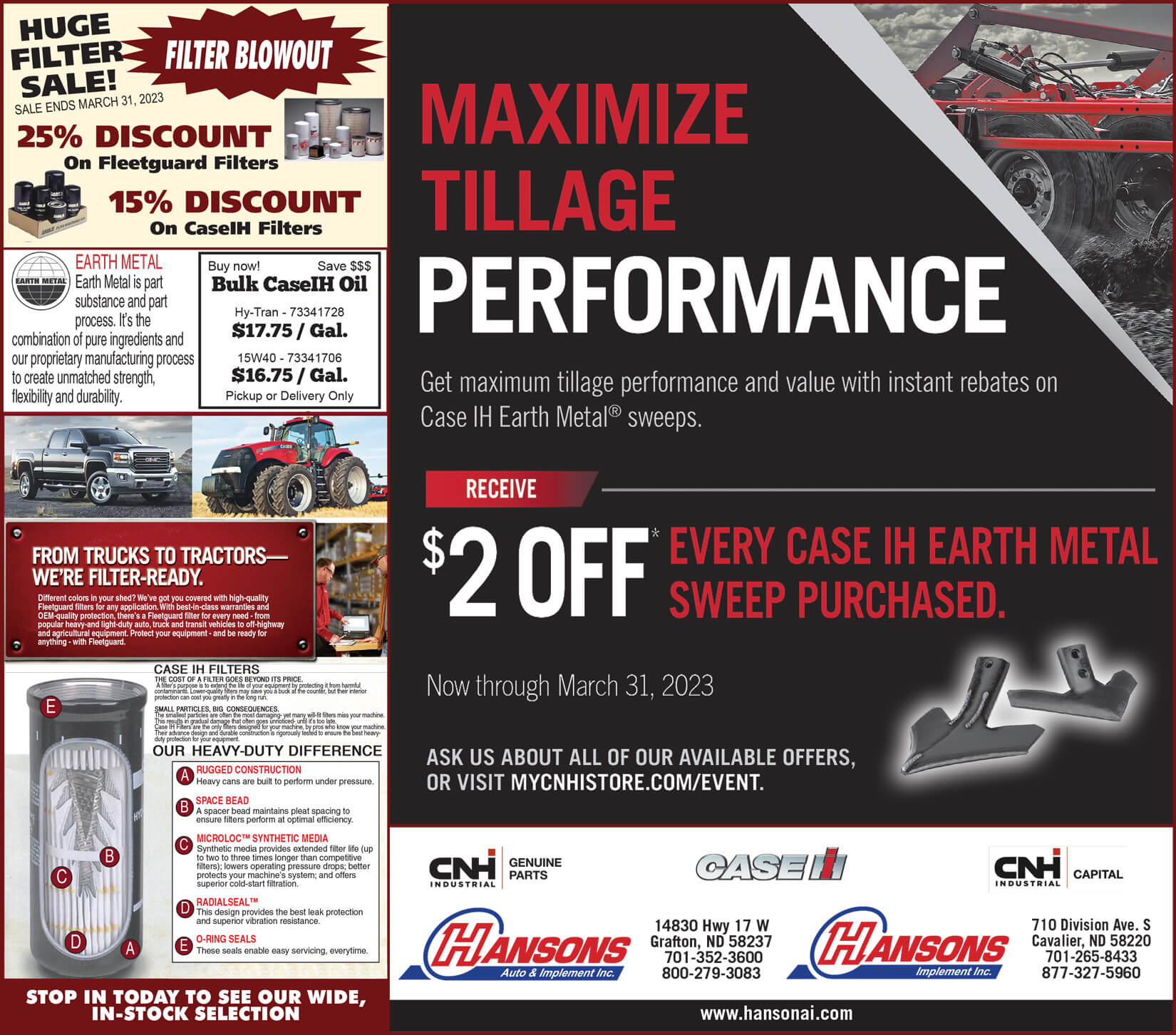 Hansons Auto & Implement North Dakota Specials